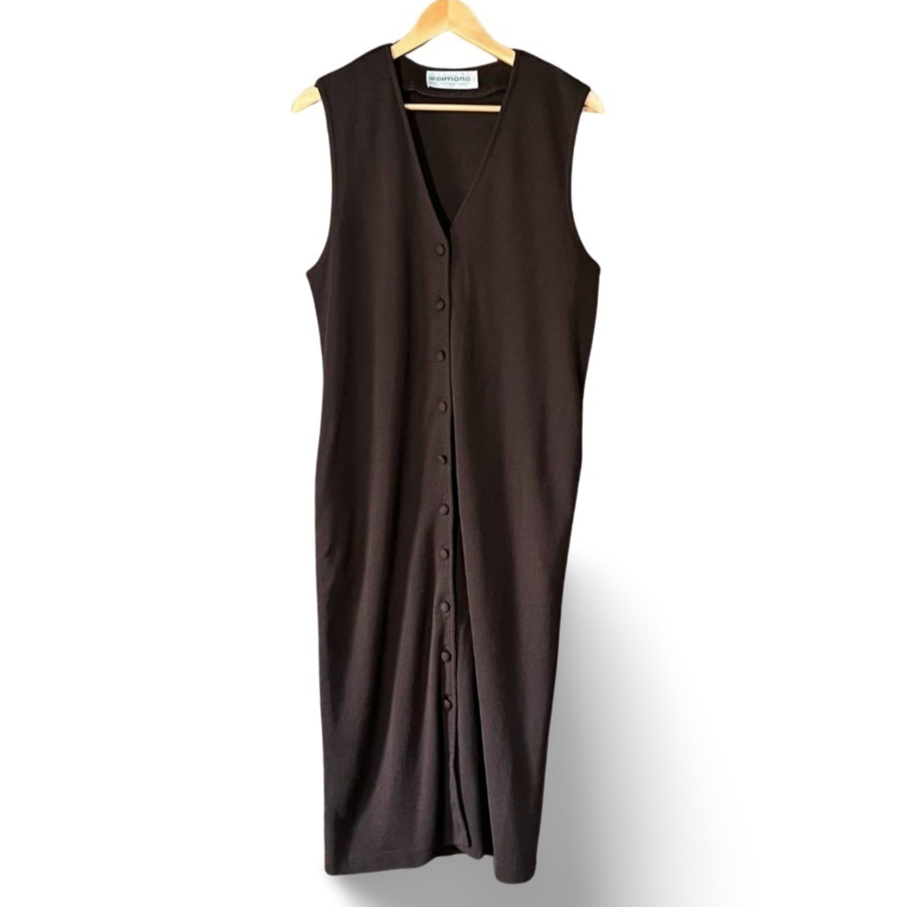 90s Simons Brown Wool Maxi Duster Vest Size Medium